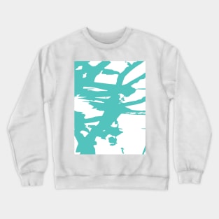 Turquoise Paint Spilled on White Crewneck Sweatshirt